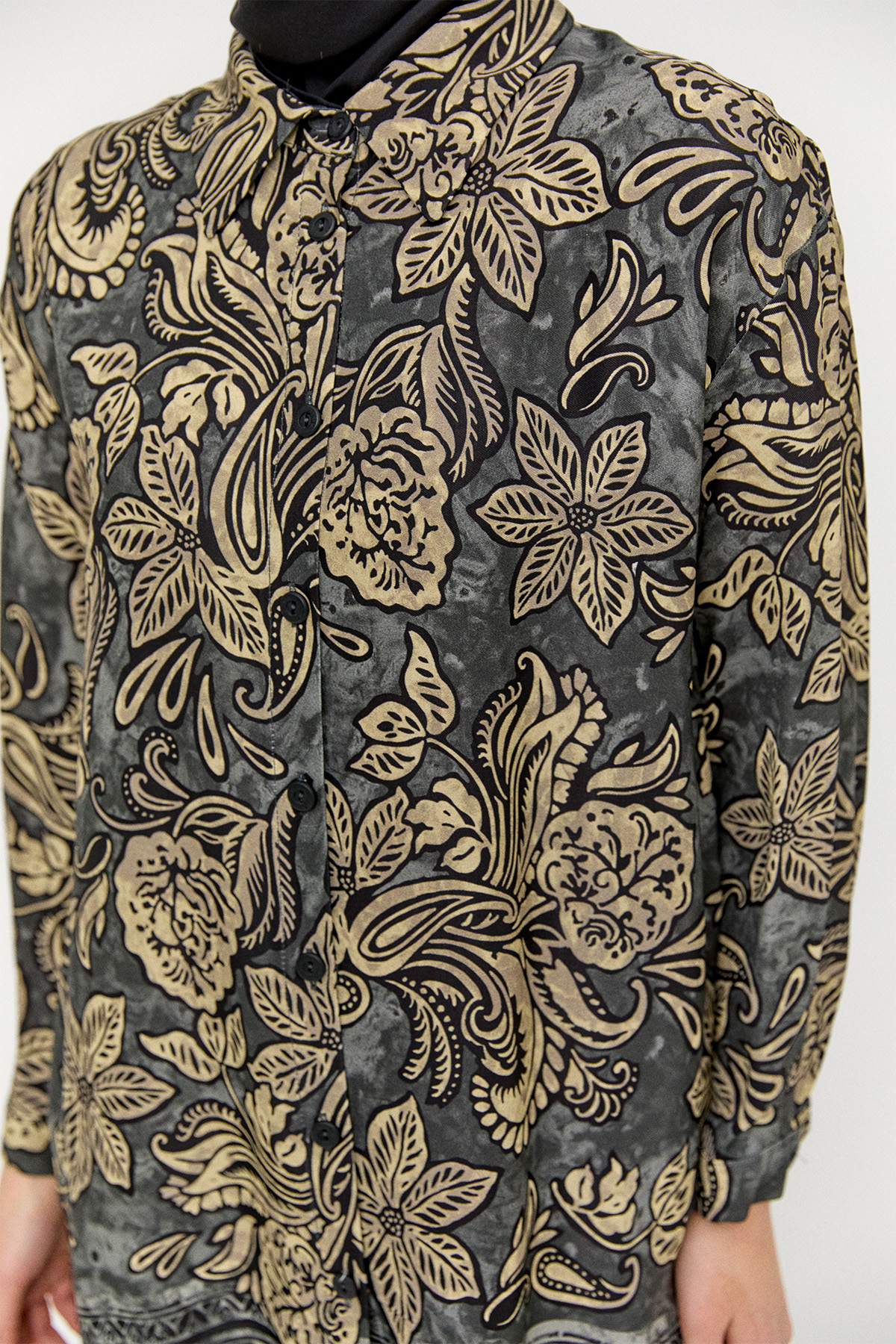 Çiçek Desenli Düğmeli Tunik, Tesettür Giyim