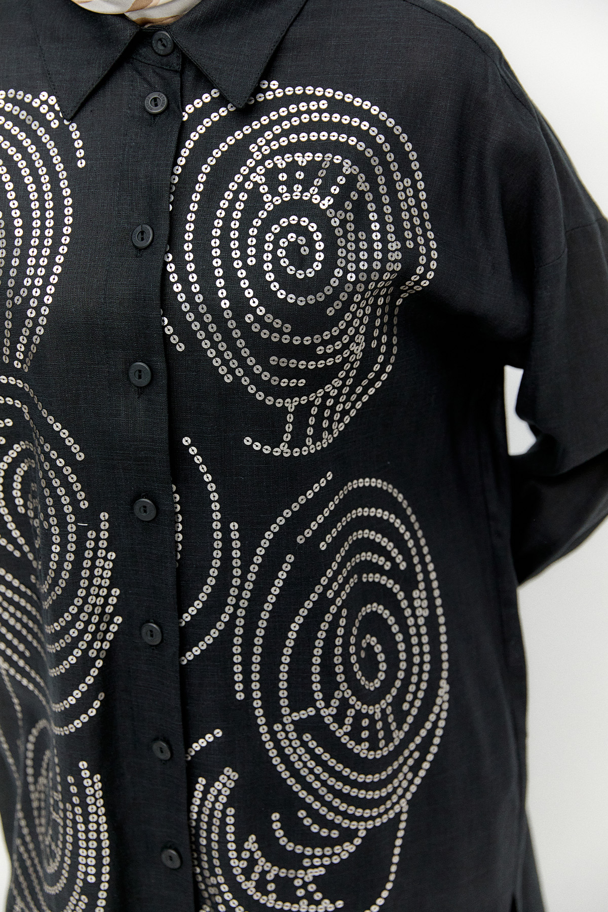 Payet İşlemeli Doğal Kumaş Tunik, Tesettür Giyim