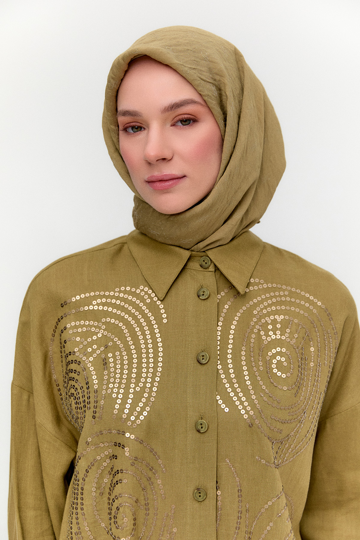 Payet İşlemeli Doğal Kumaş Tunik, Tesettür Giyim