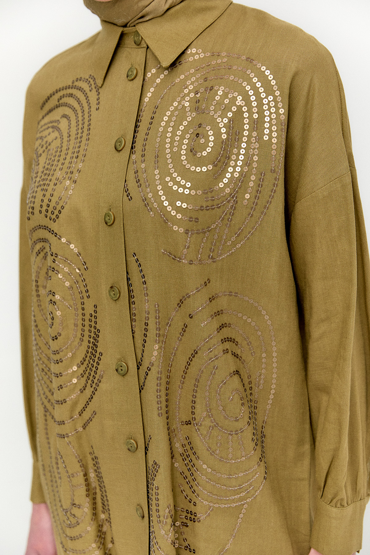 Payet İşlemeli Doğal Kumaş Tunik, Tesettür Giyim