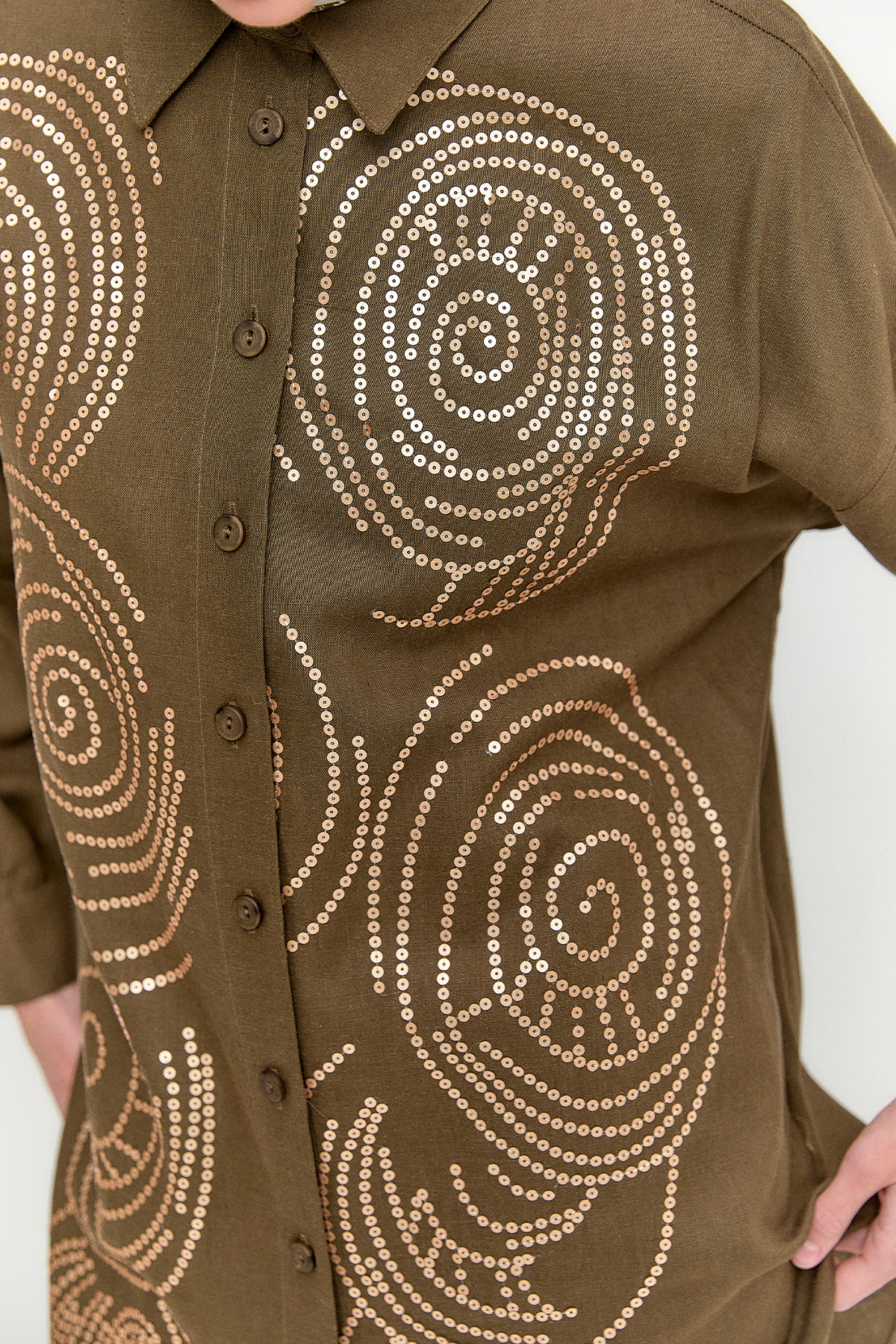 Payet İşlemeli Doğal Kumaş Tunik, Tesettür Giyim