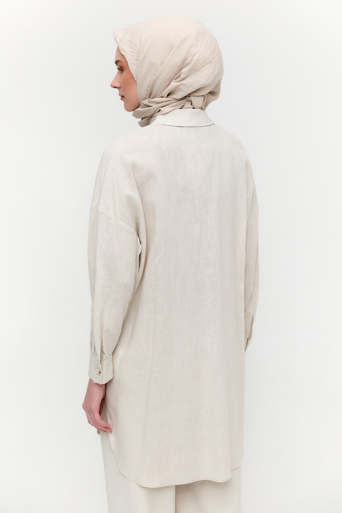 Payet İşlemeli Doğal Kumaş Tunik, Tesettür Giyim