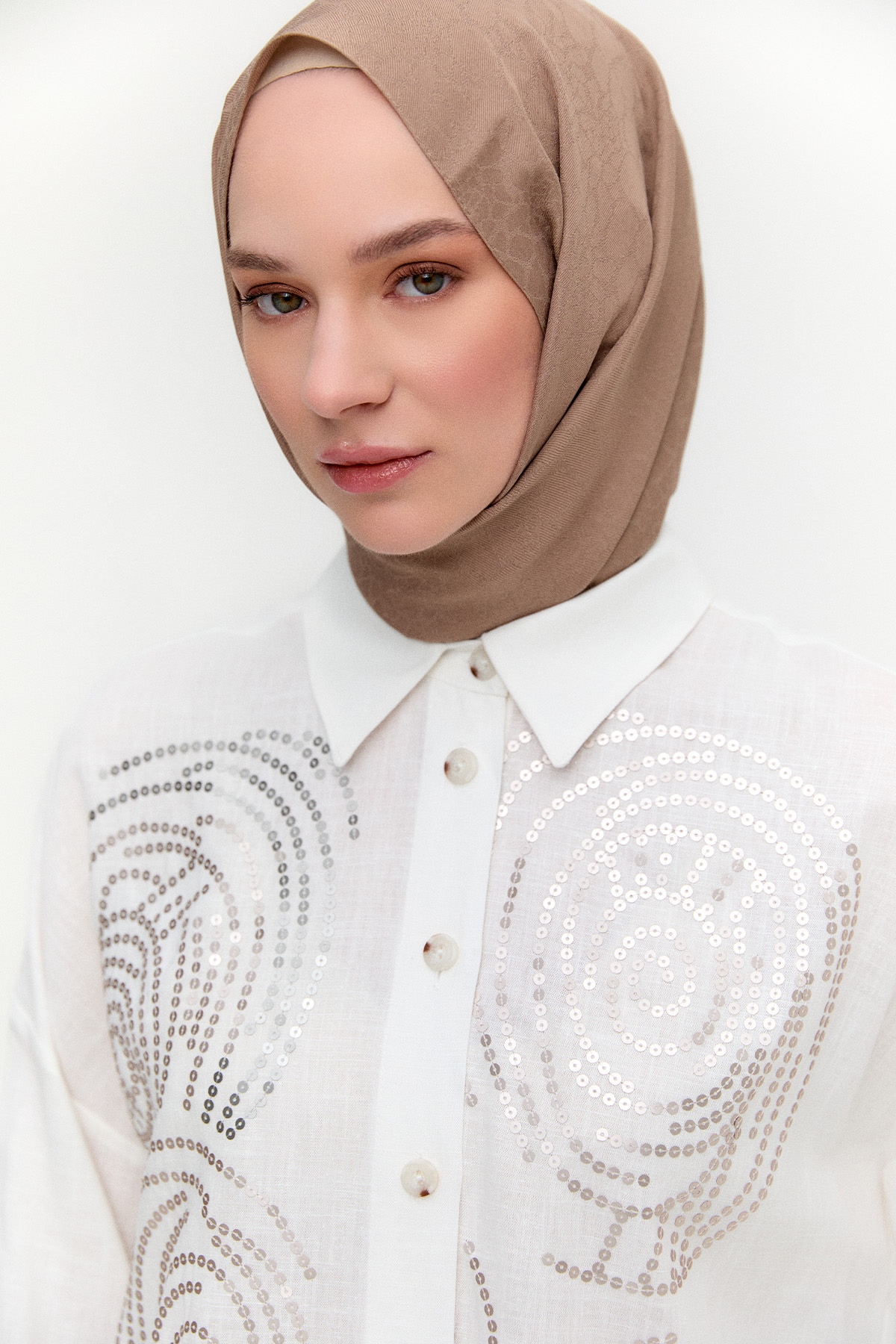 Payet İşlemeli Doğal Kumaş Tunik, Tesettür Giyim