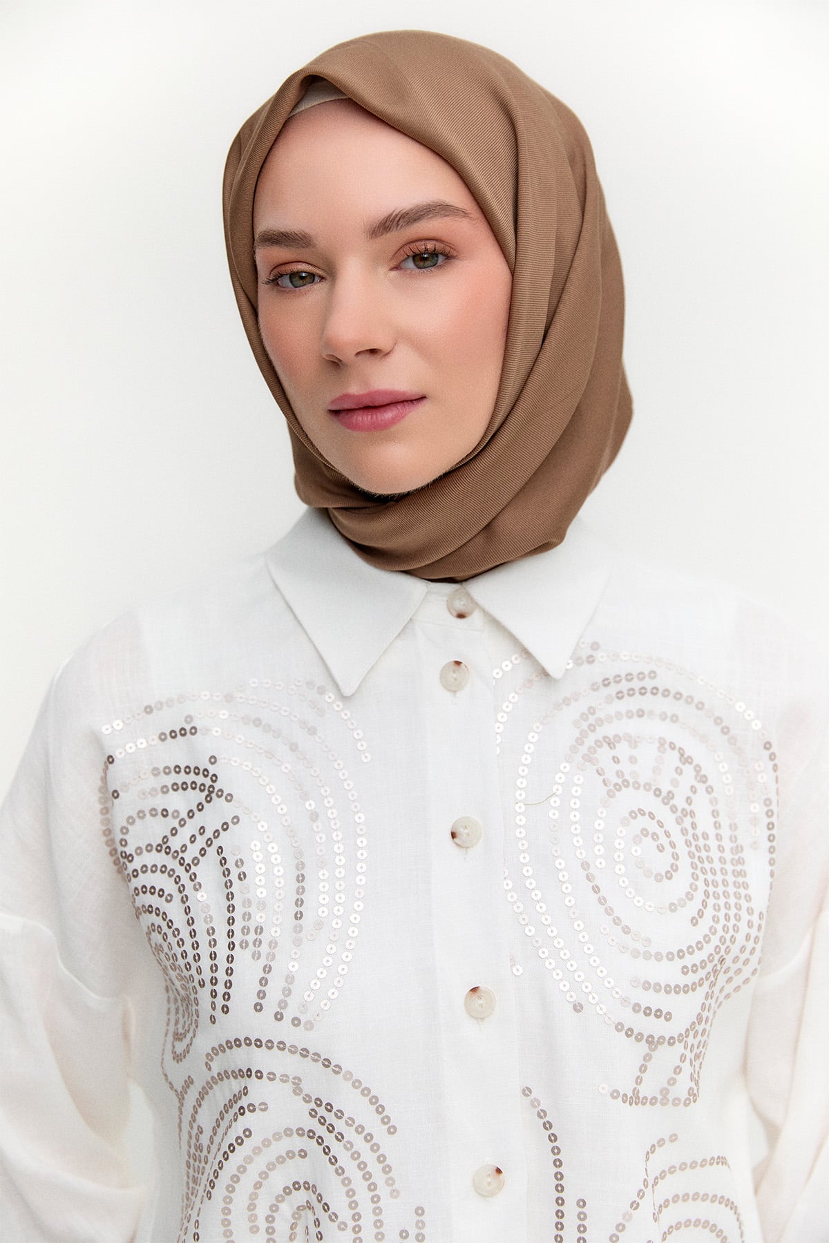 Payet İşlemeli Doğal Kumaş Tunik, Tesettür Giyim