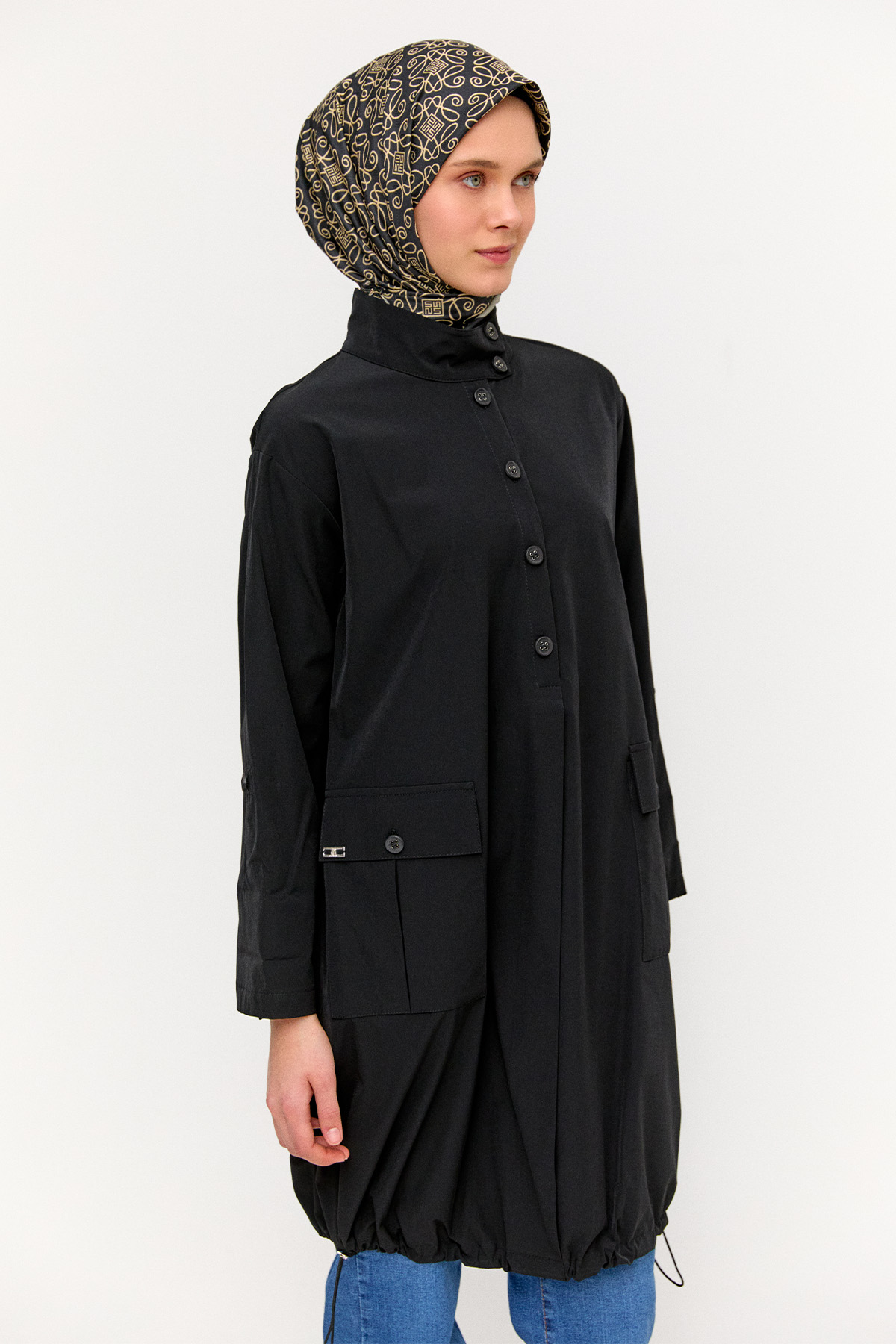 Yüksek Yaka Fileto Cepli Tunik, Tesettür Giyim