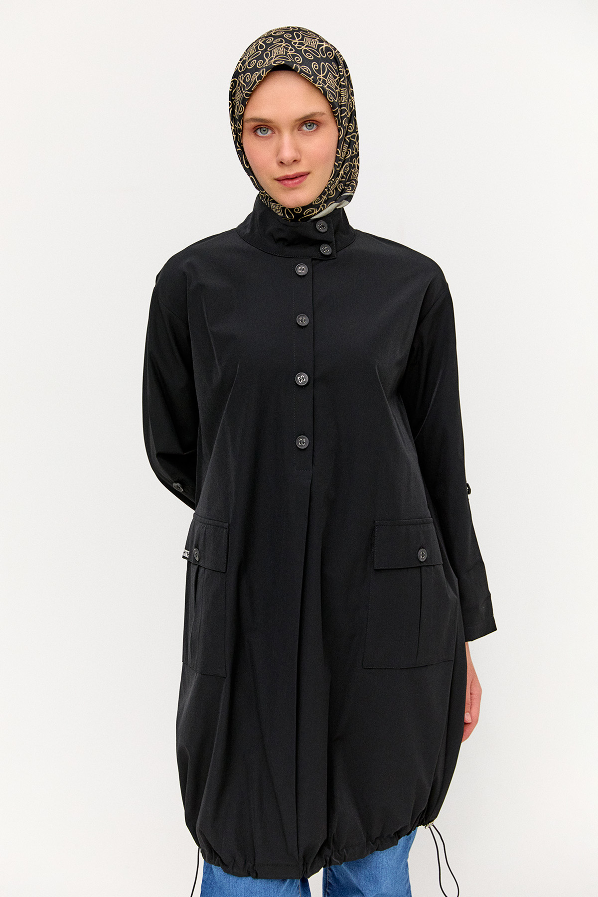 Yüksek Yaka Fileto Cepli Tunik, Tesettür Giyim