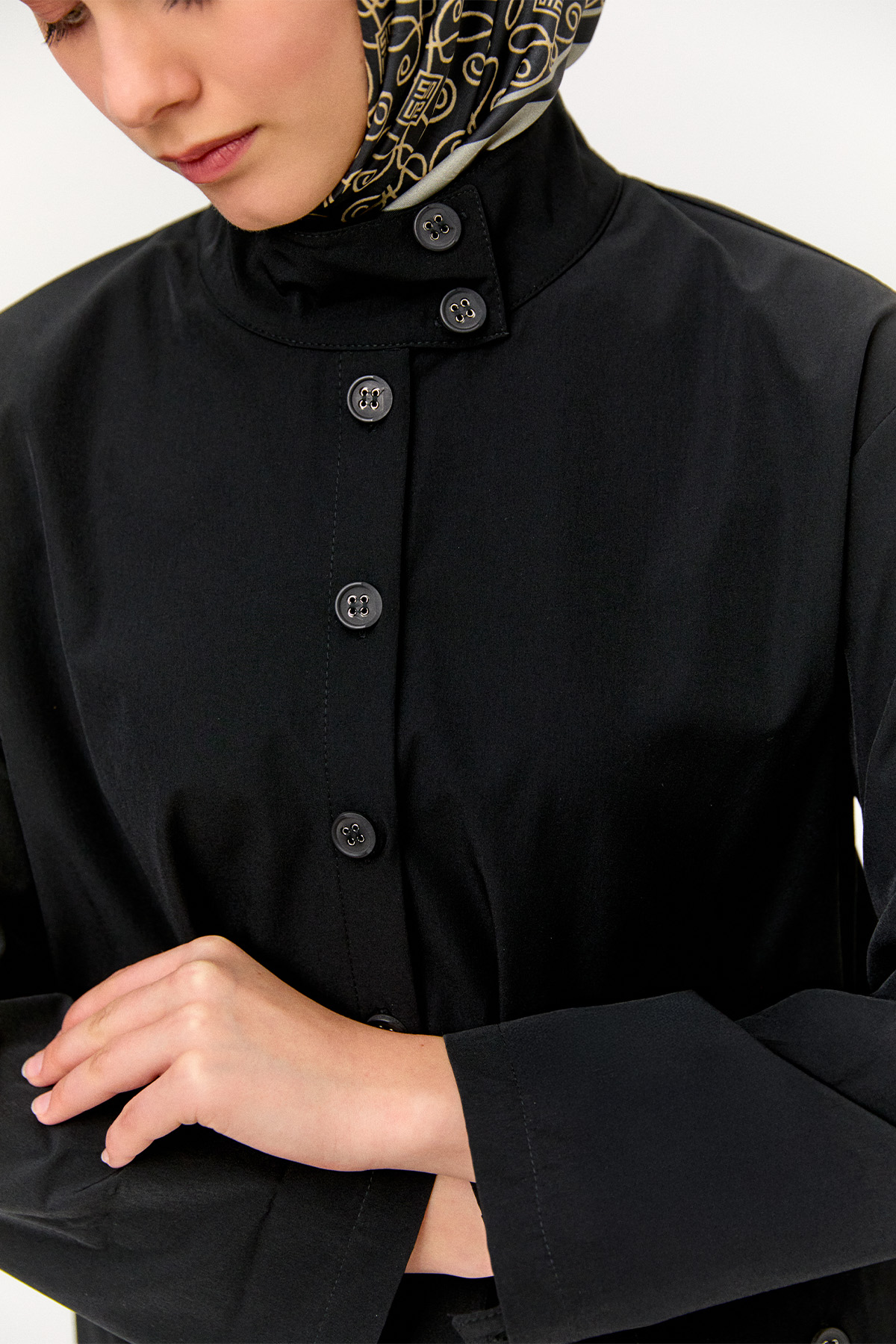 Yüksek Yaka Fileto Cepli Tunik, Tesettür Giyim