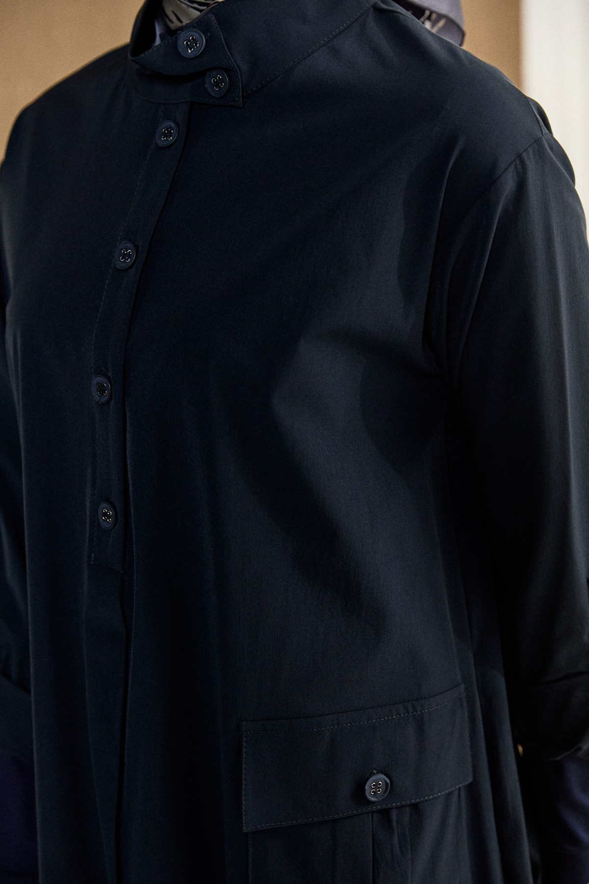 Yüksek Yaka Fileto Cepli Tunik, Tesettür Giyim