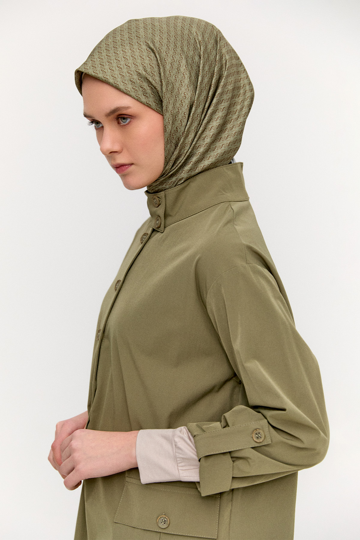 Yüksek Yaka Fileto Cepli Tunik, Tesettür Giyim