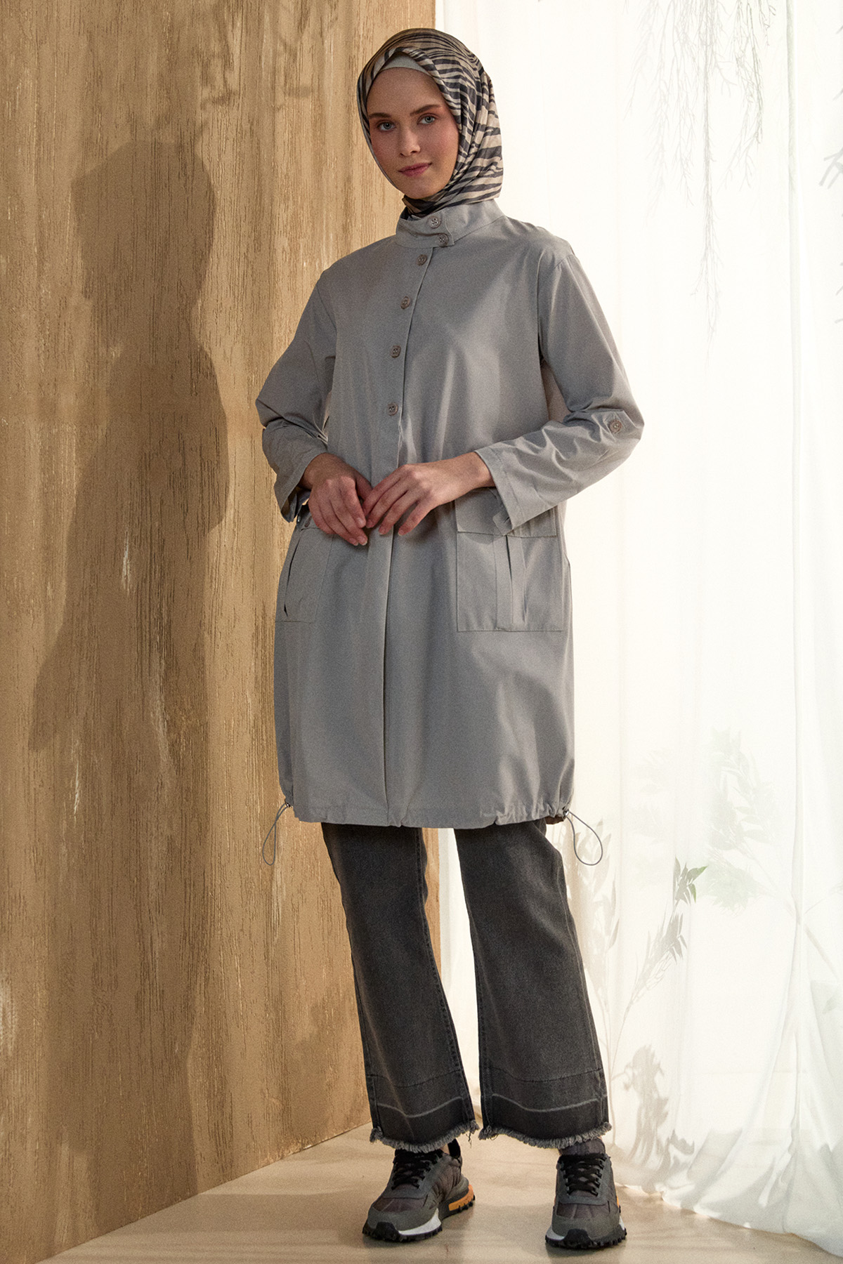 Yüksek Yaka Fileto Cepli Tunik, Tesettür Giyim