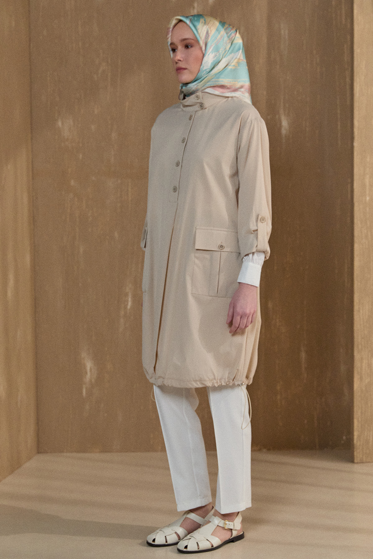 Yüksek Yaka Fileto Cepli Tunik, Tesettür Giyim