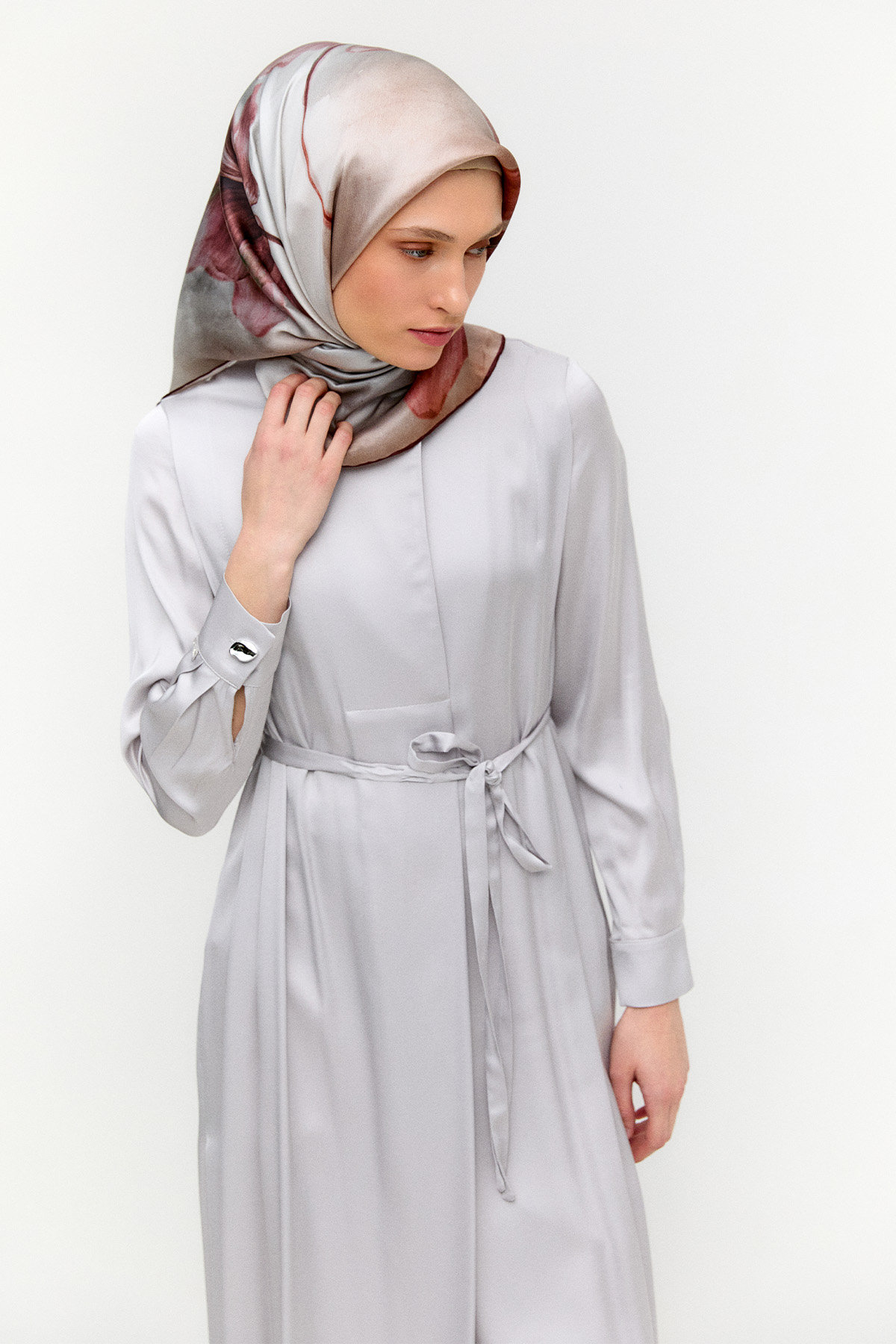 Kruvaze Saten Uzun Tunik, Tesettür Giyim