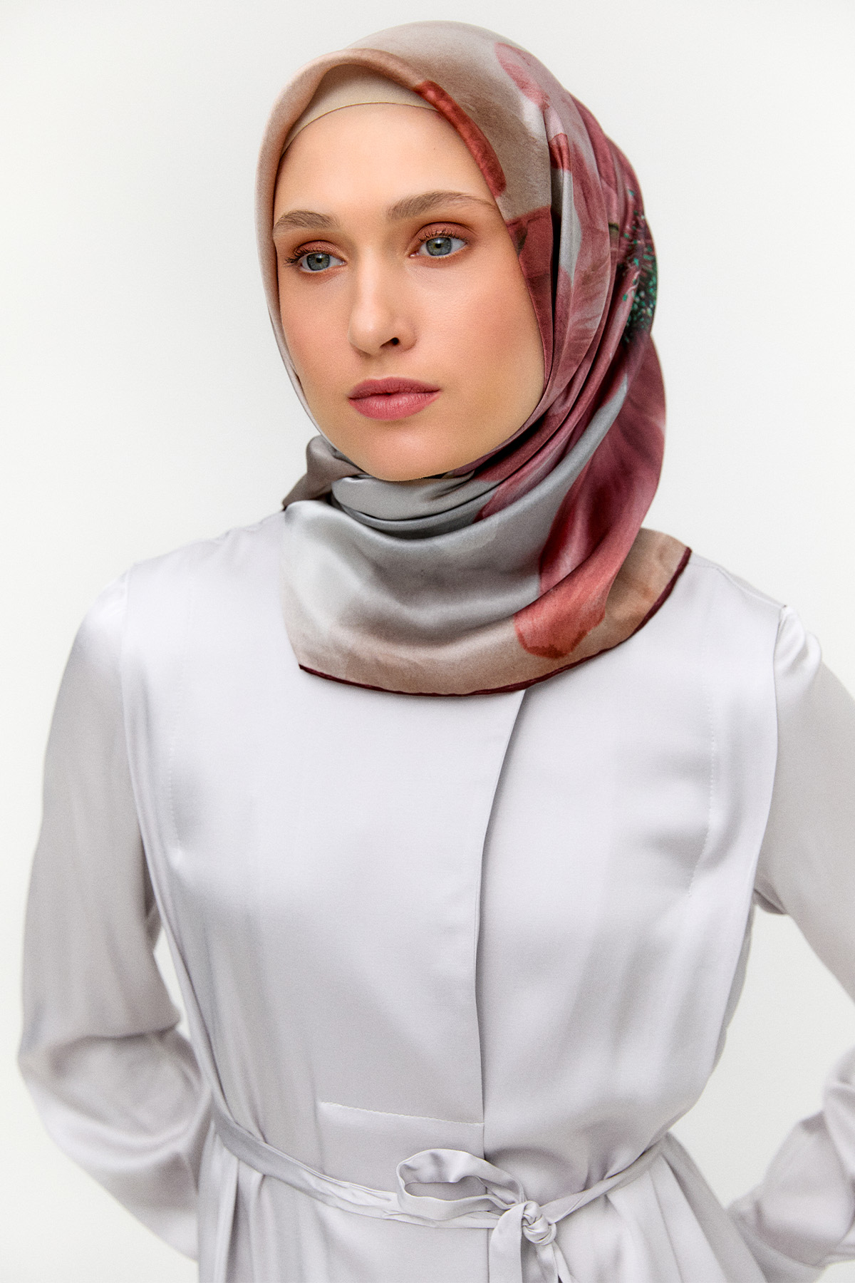 Kruvaze Saten Uzun Tunik, Tesettür Giyim