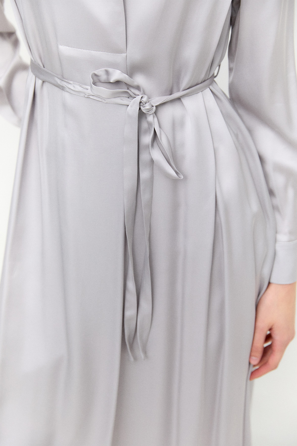 Kruvaze Saten Uzun Tunik, Tesettür Giyim