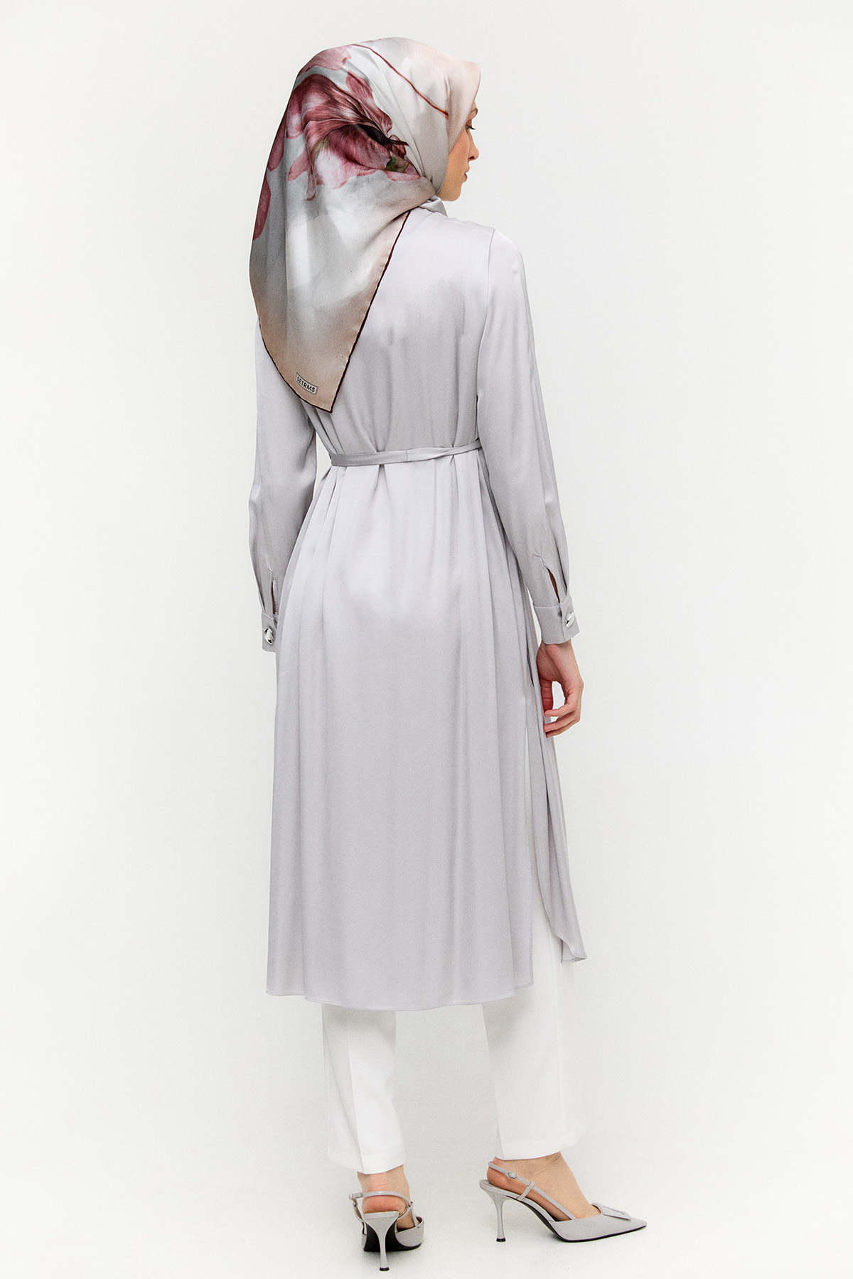 Kruvaze Saten Uzun Tunik, Tesettür Giyim