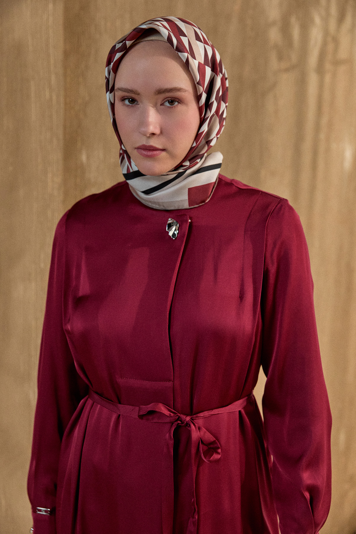 Kruvaze Saten Uzun Tunik, Tesettür Giyim