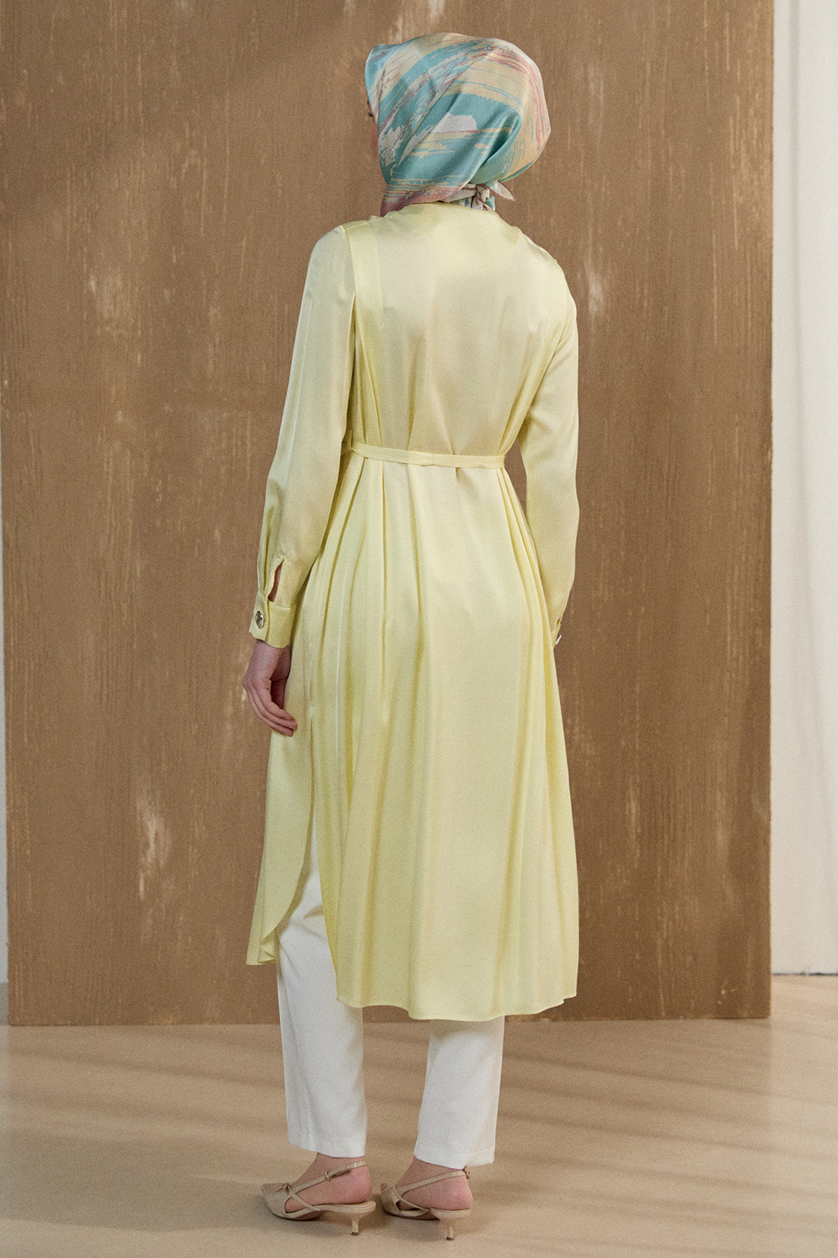 Kruvaze Saten Uzun Tunik, Tesettür Giyim