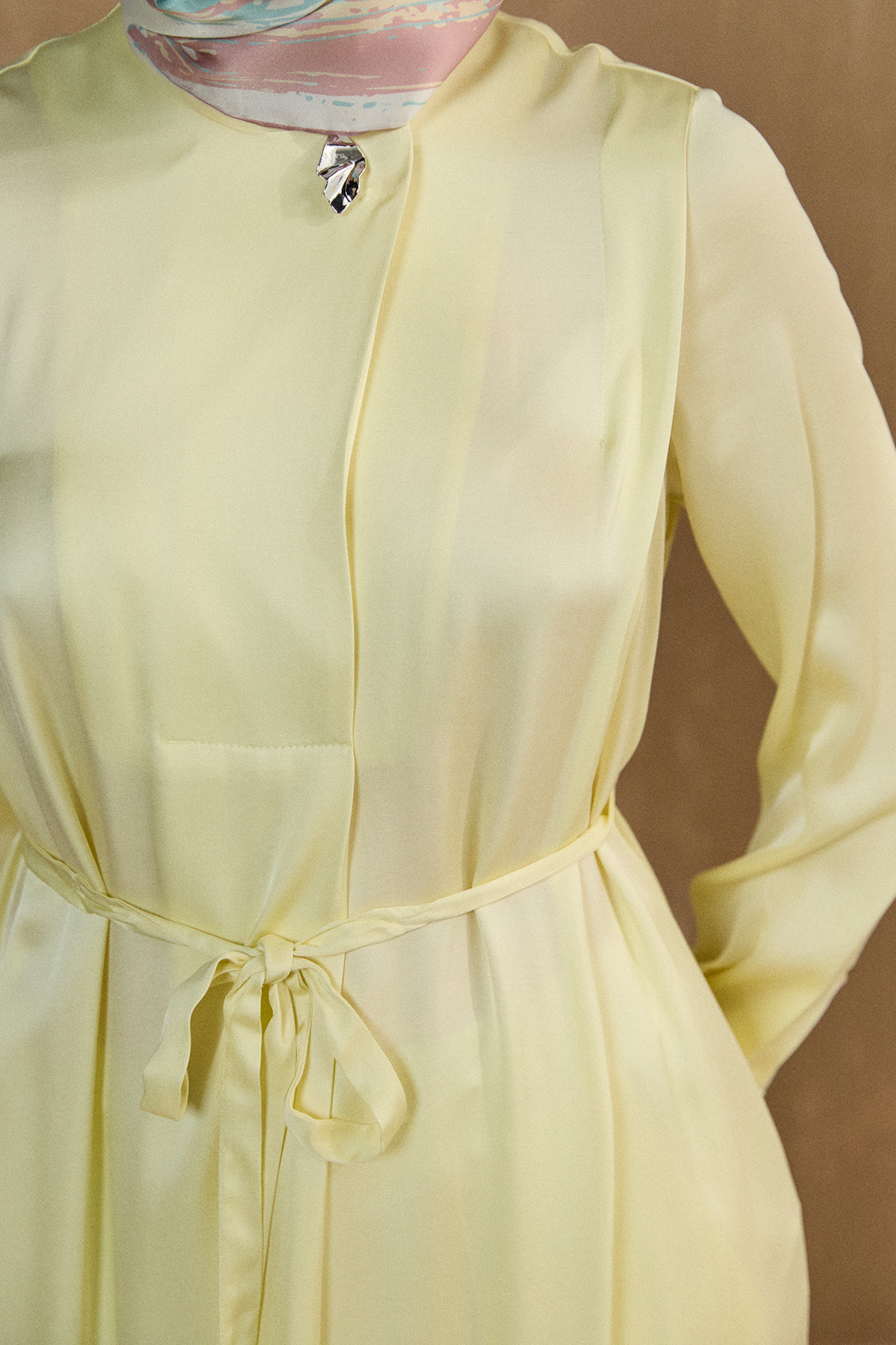 Kruvaze Saten Uzun Tunik, Tesettür Giyim