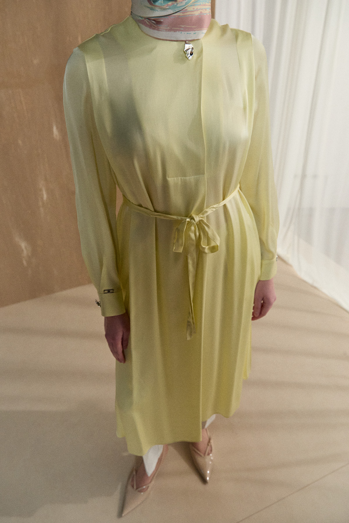 Kruvaze Saten Uzun Tunik, Tesettür Giyim