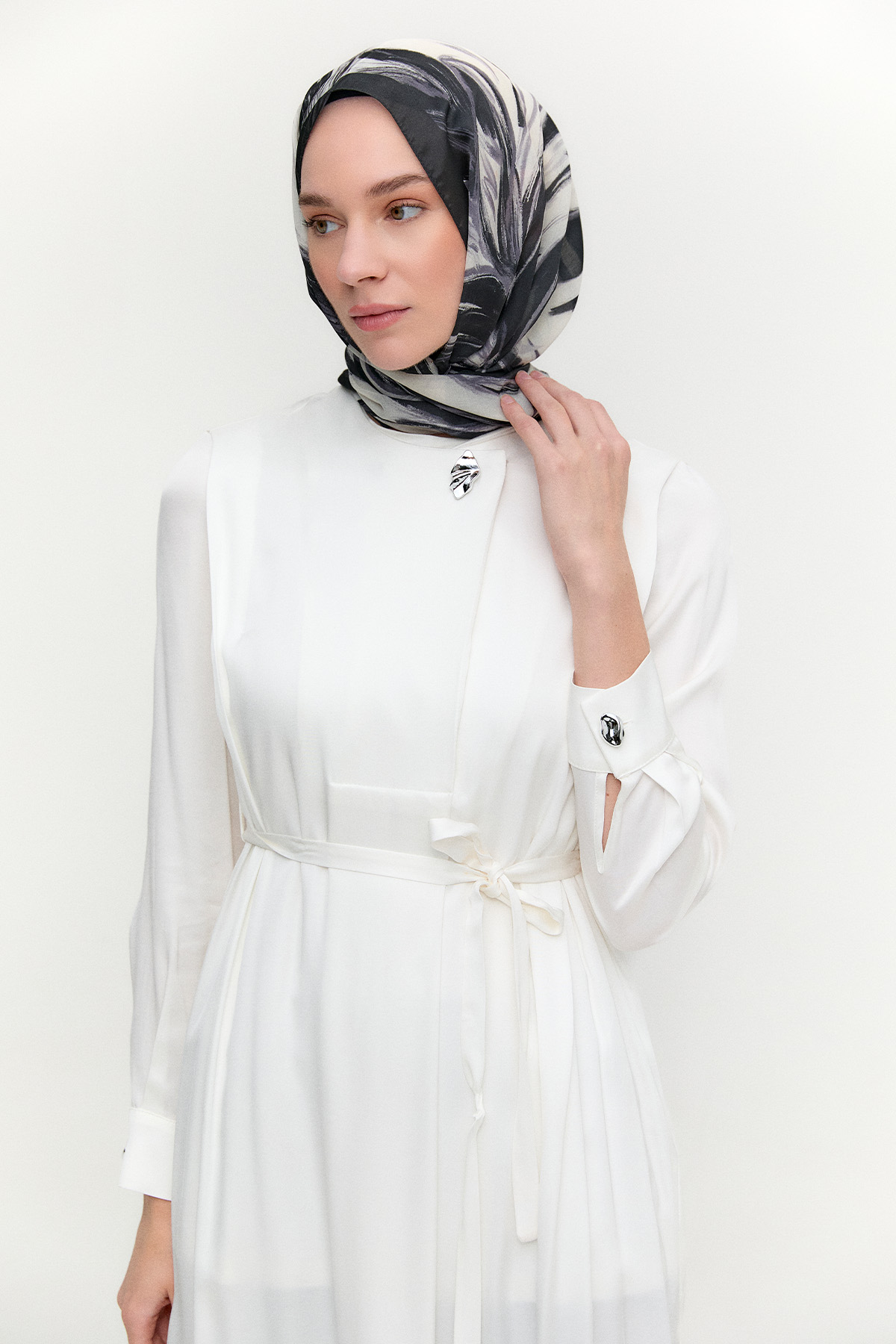 Kruvaze Saten Uzun Tunik, Tesettür Giyim