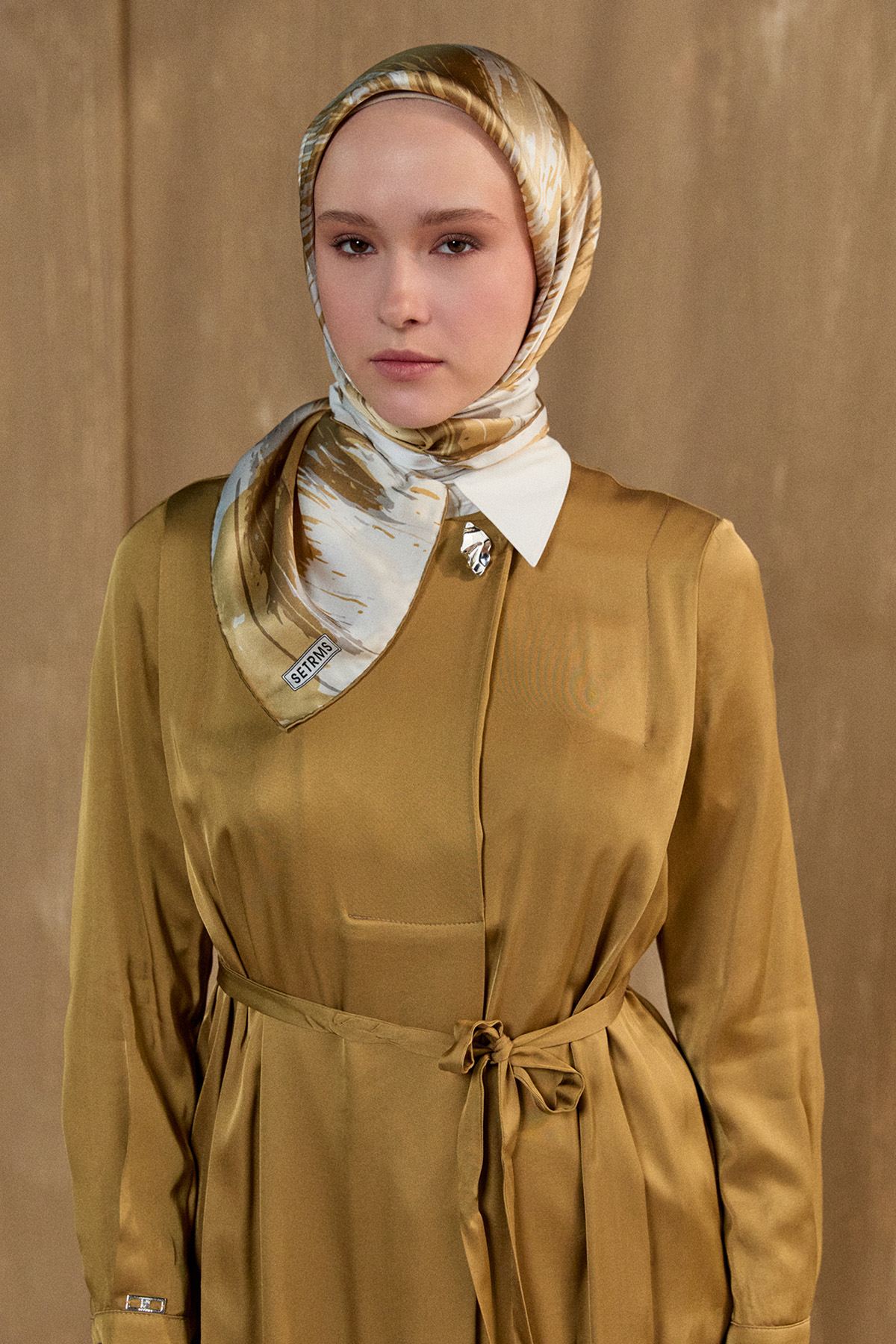 Kruvaze Saten Uzun Tunik, Tesettür Giyim