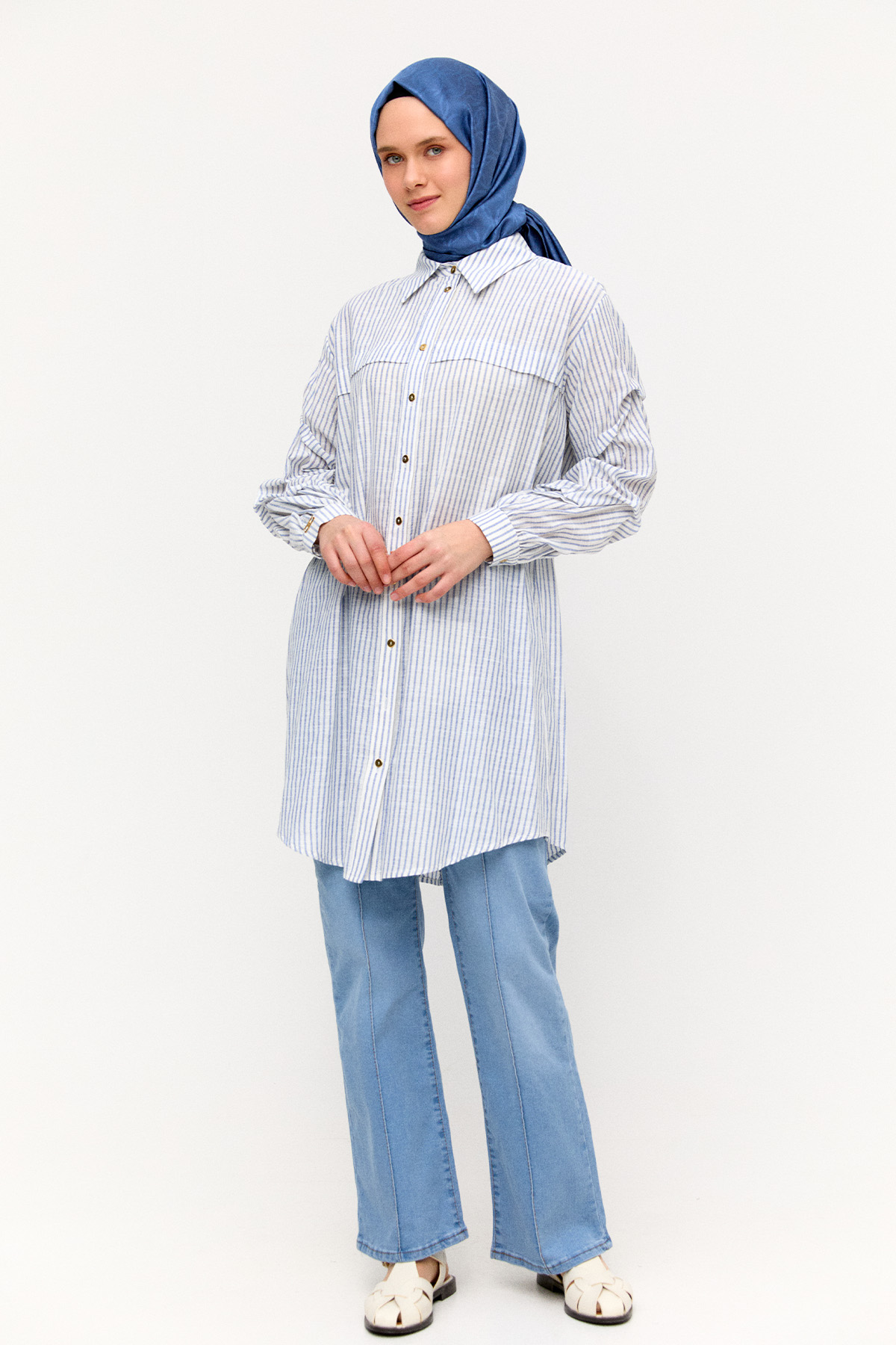 Çizgili Pamuk Tunik, Tesettür Giyim