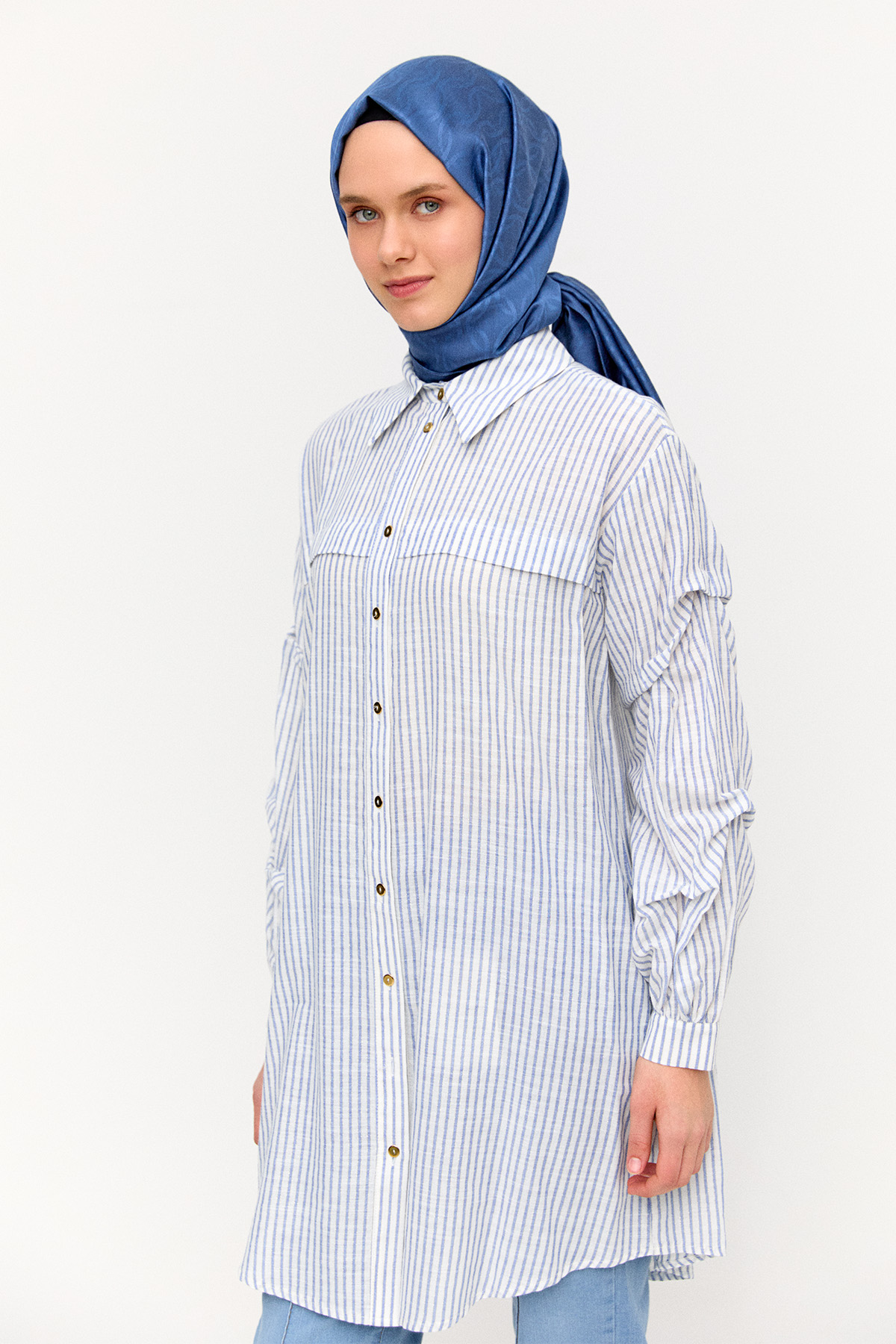 Çizgili Pamuk Tunik, Tesettür Giyim