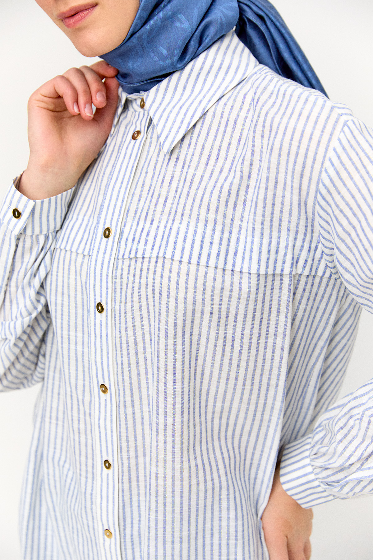 Çizgili Pamuk Tunik, Tesettür Giyim