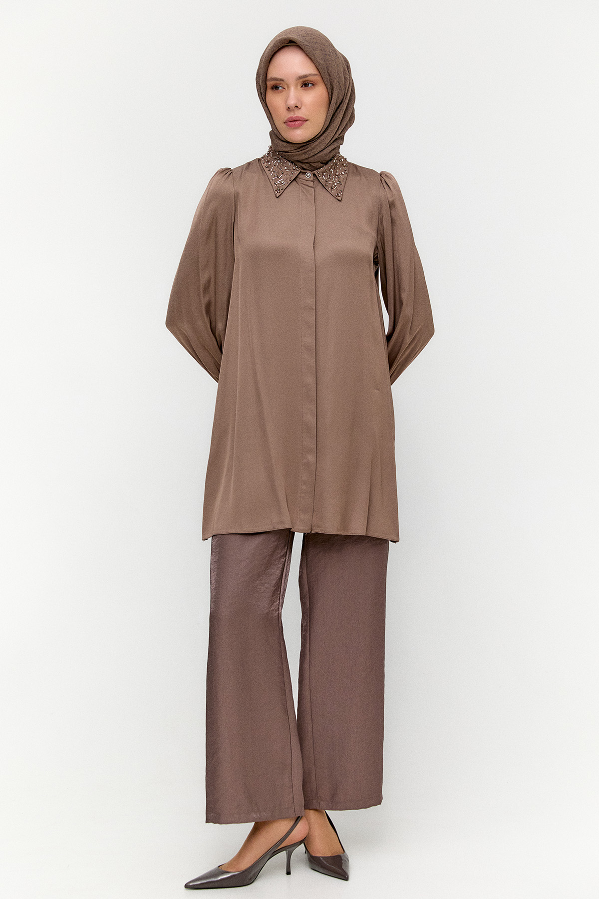 İşlemeli Floş Tunik, Tesettür Giyim