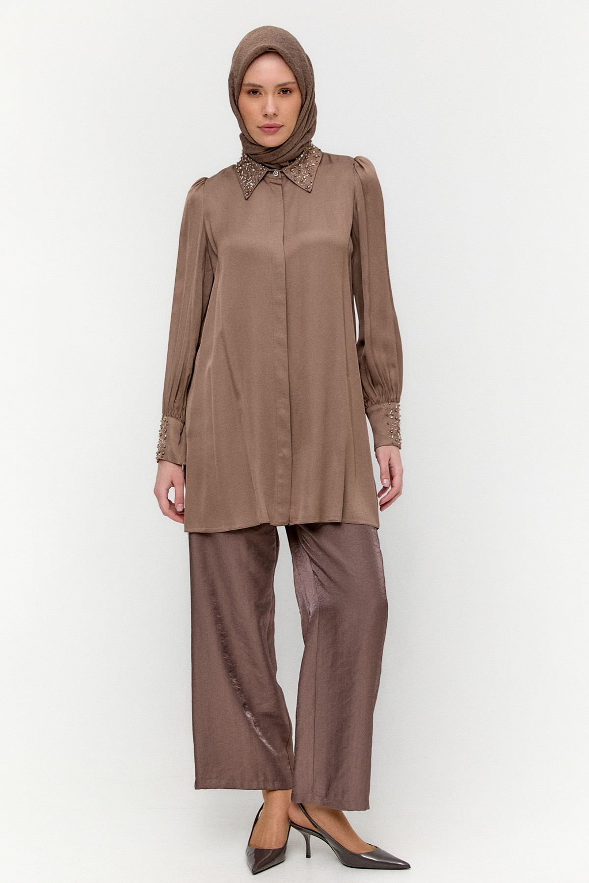 İşlemeli Floş Tunik, Tesettür Giyim