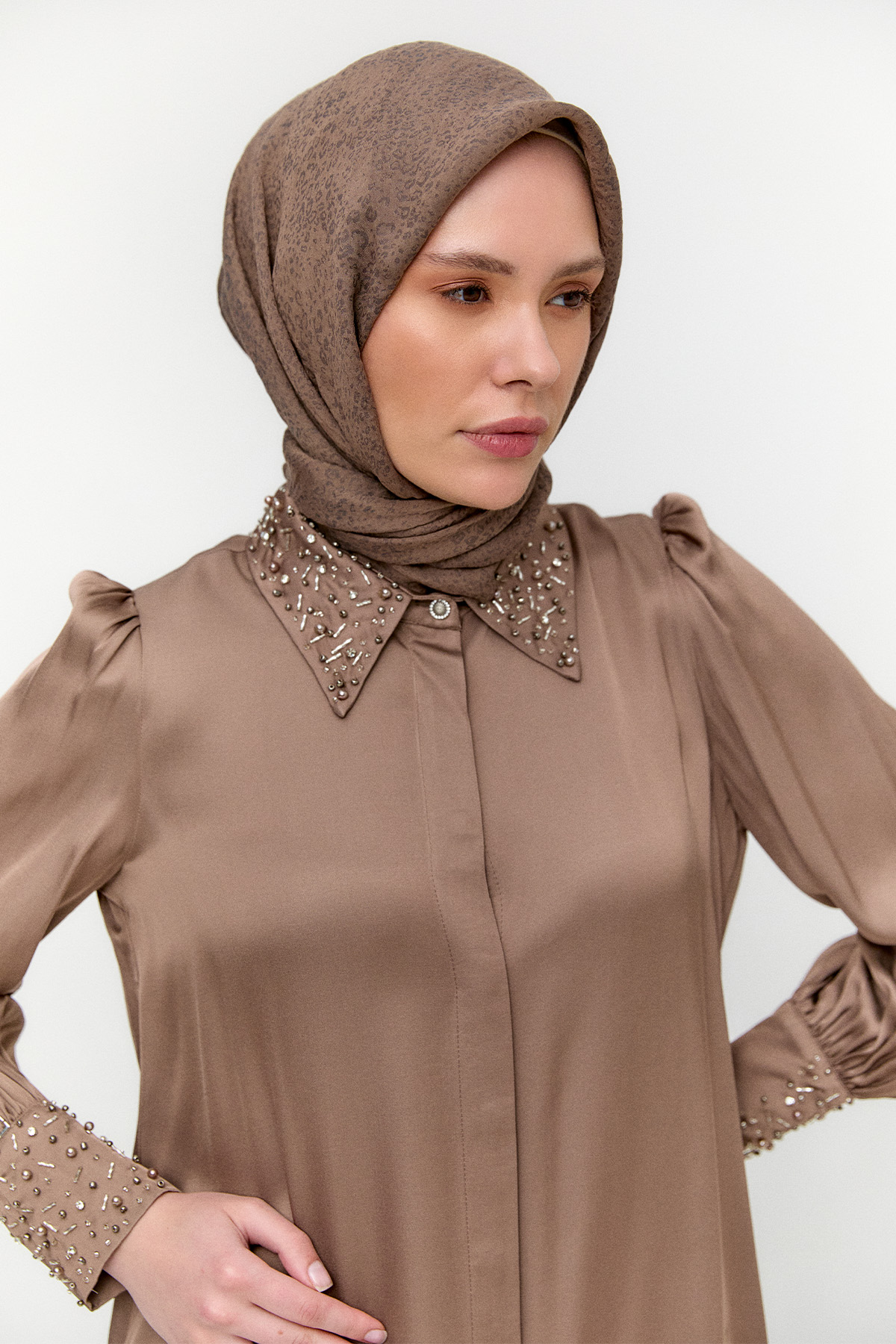 İşlemeli Floş Tunik, Tesettür Giyim