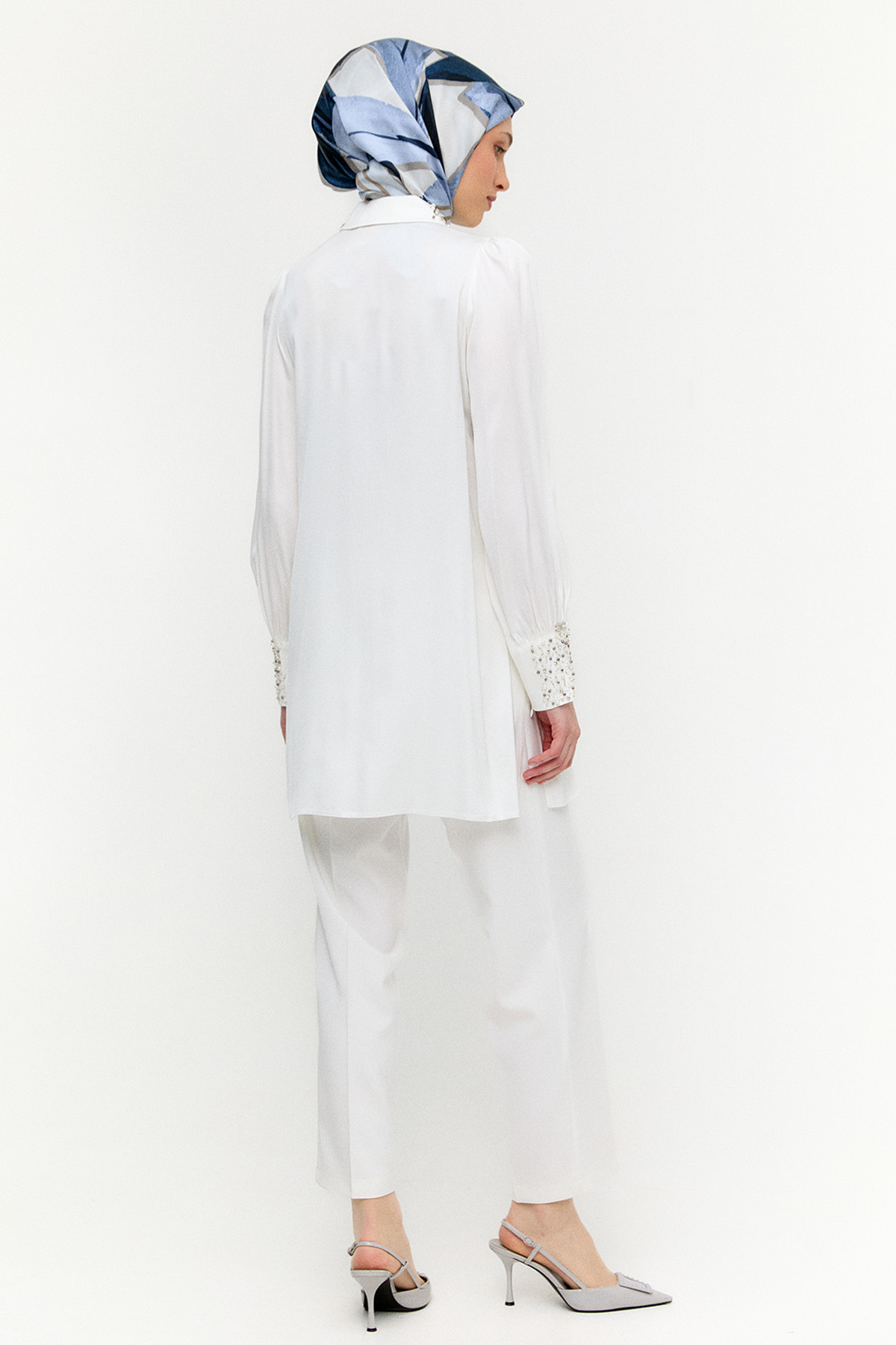 İşlemeli Detaylı Floş Tunik, Tesettür Giyim