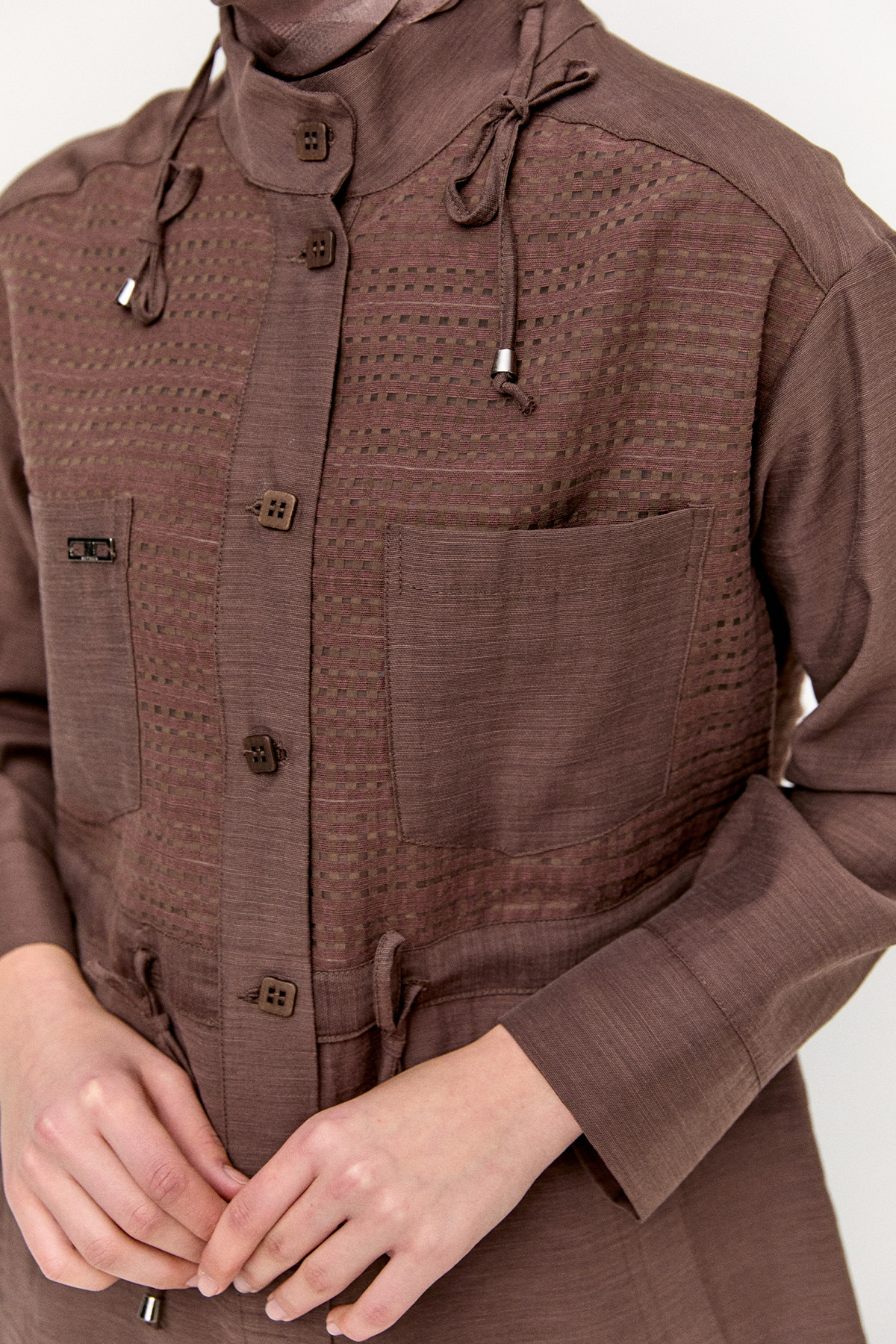 File Detaylı Hakim Yaka Tunik, Tesettür Giyim