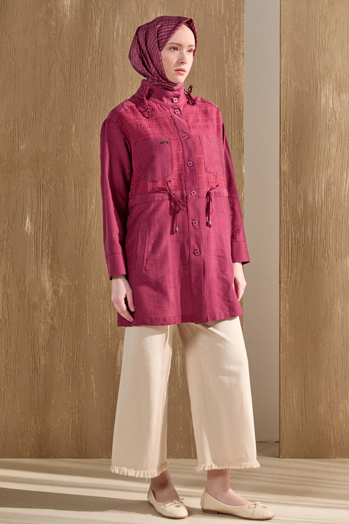 File Detaylı Hakim Yaka Tunik, Tesettür Giyim