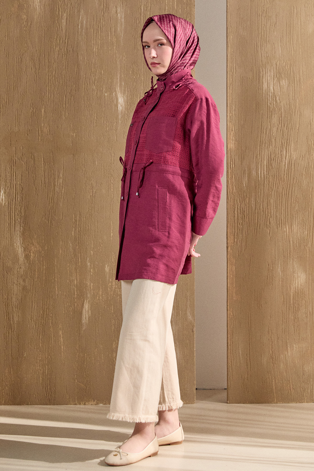 File Detaylı Hakim Yaka Tunik, Tesettür Giyim