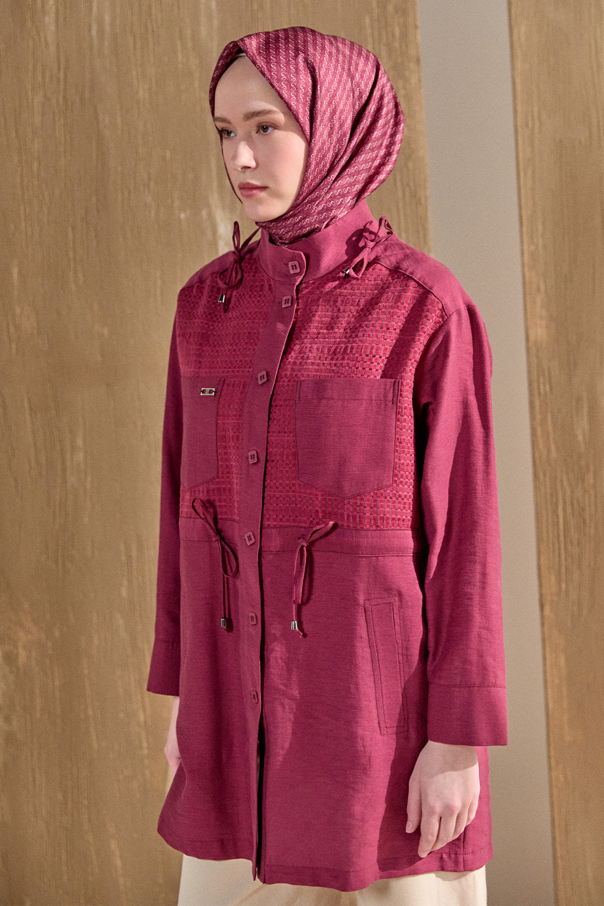 File Detaylı Hakim Yaka Tunik, Tesettür Giyim