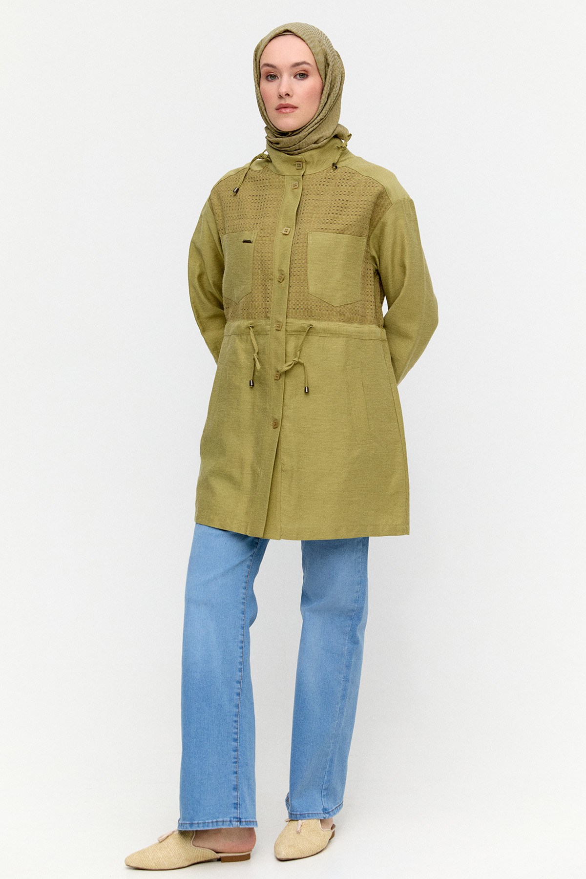 File Detaylı Hakim Yaka Tunik, Tesettür Giyim