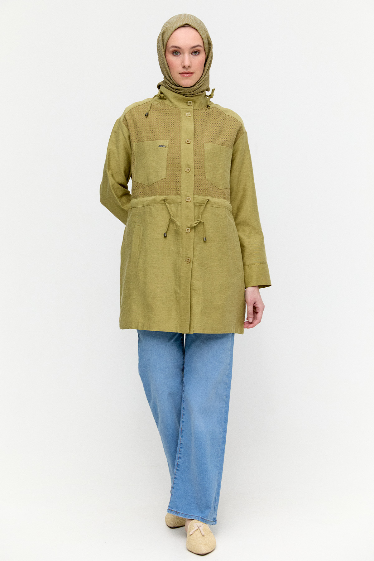 File Detaylı Hakim Yaka Tunik, Tesettür Giyim