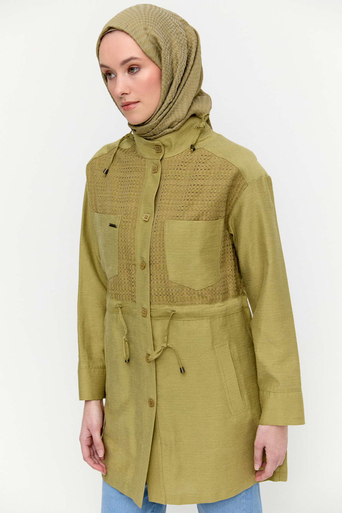 File Detaylı Hakim Yaka Tunik, Tesettür Giyim