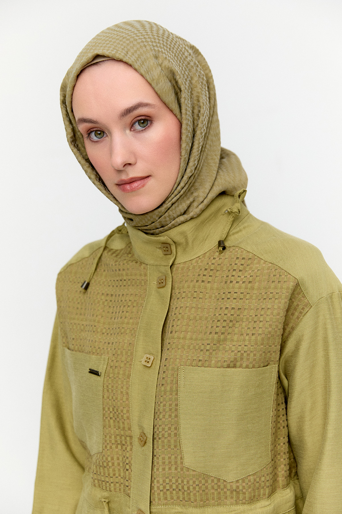 File Detaylı Hakim Yaka Tunik, Tesettür Giyim