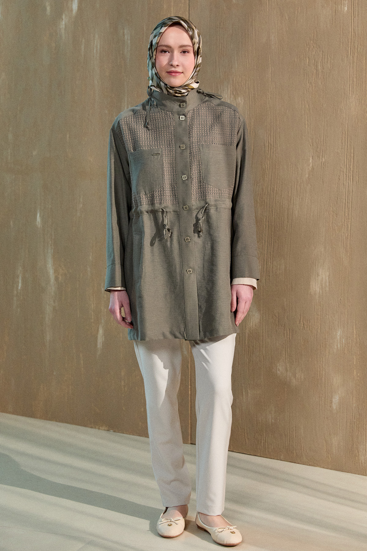 File Detaylı Hakim Yaka Tunik, Tesettür Giyim