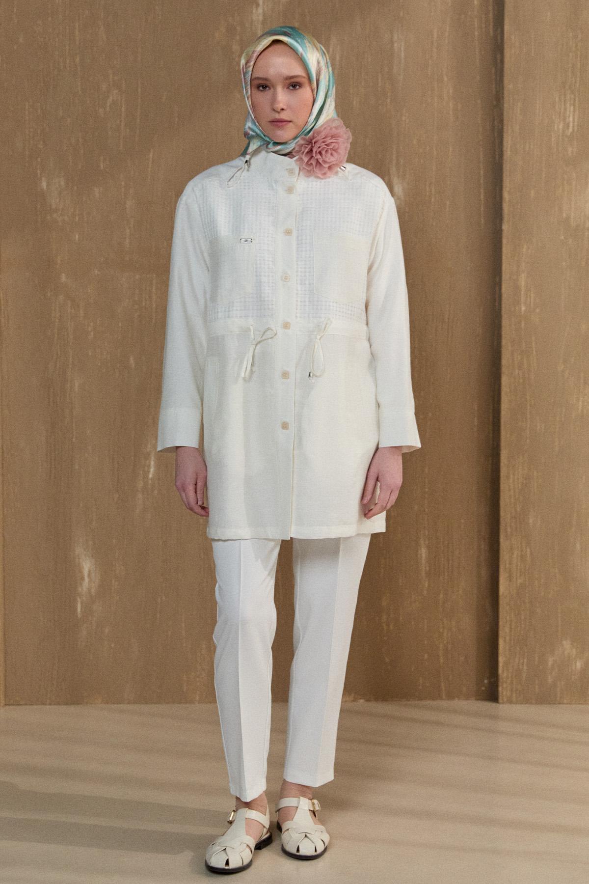 File Detaylı Hakim Yaka Tunik, Tesettür Giyim