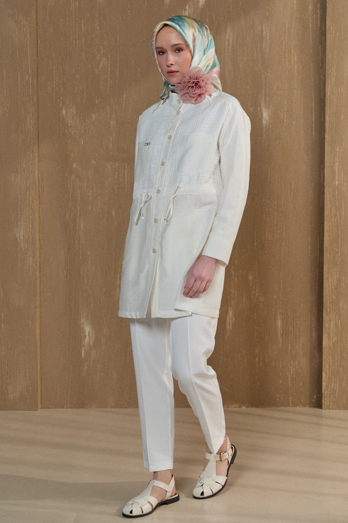 File Detaylı Hakim Yaka Tunik, Tesettür Giyim