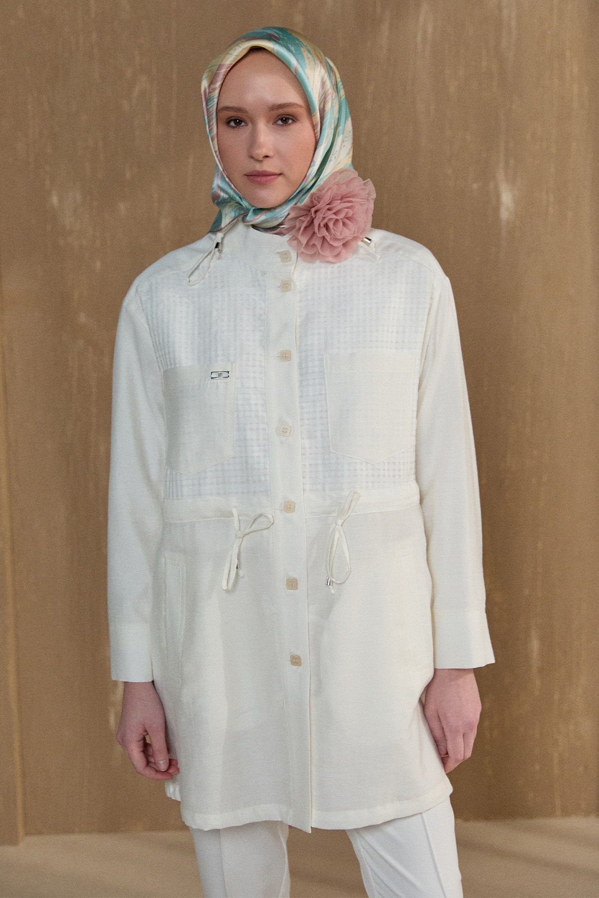 File Detaylı Hakim Yaka Tunik, Tesettür Giyim