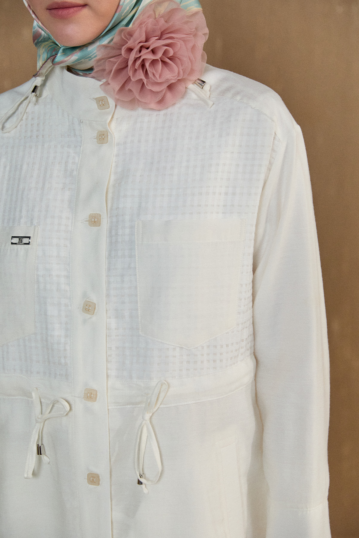 File Detaylı Hakim Yaka Tunik, Tesettür Giyim