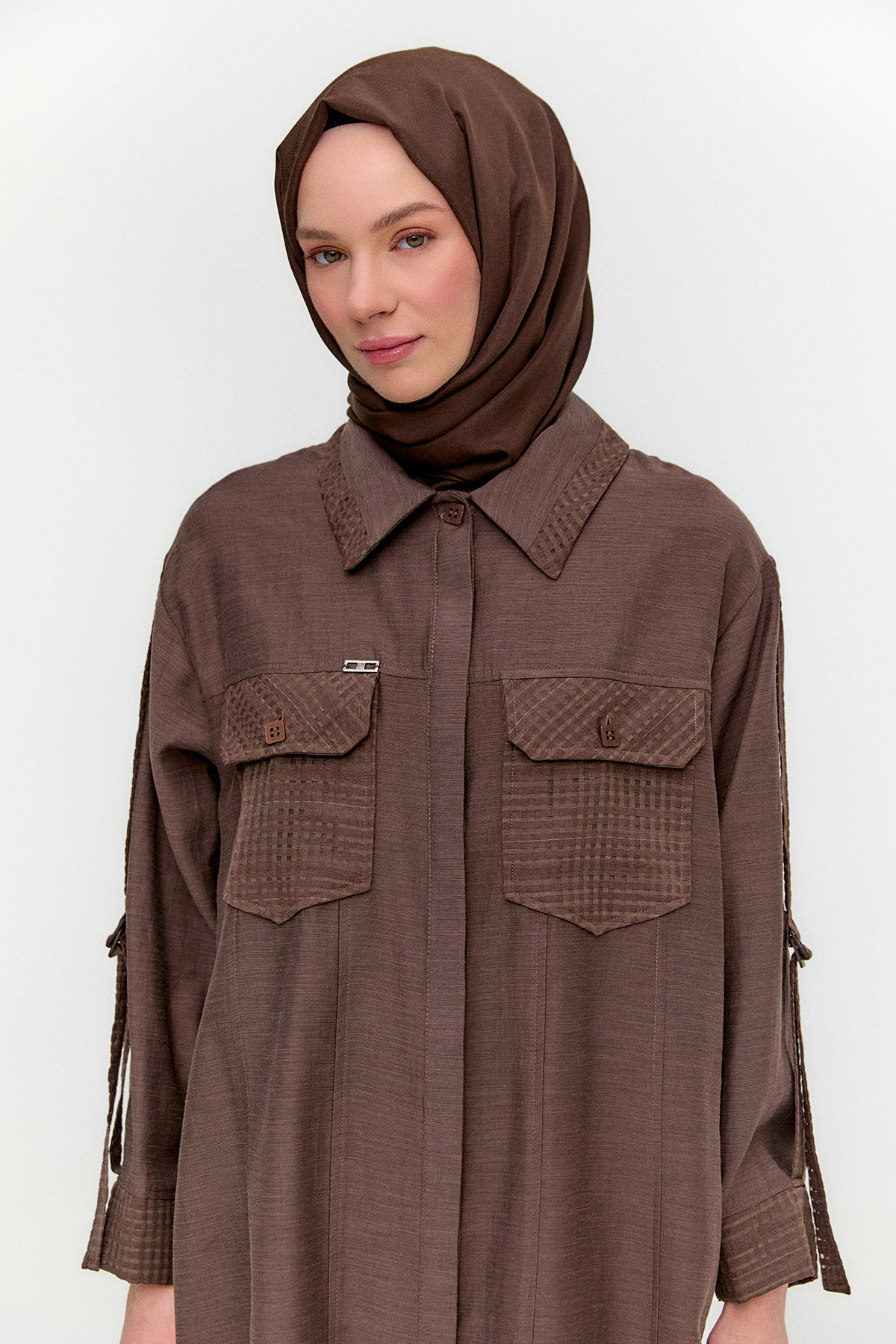Kargo Cepli File Detaylı Tunik, Tesettür Giyim