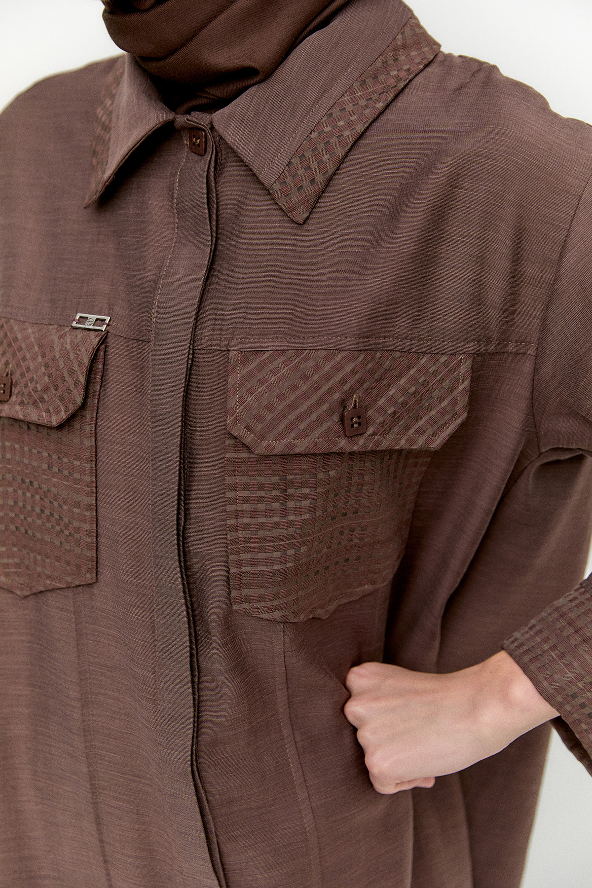 Kargo Cepli File Detaylı Tunik, Tesettür Giyim