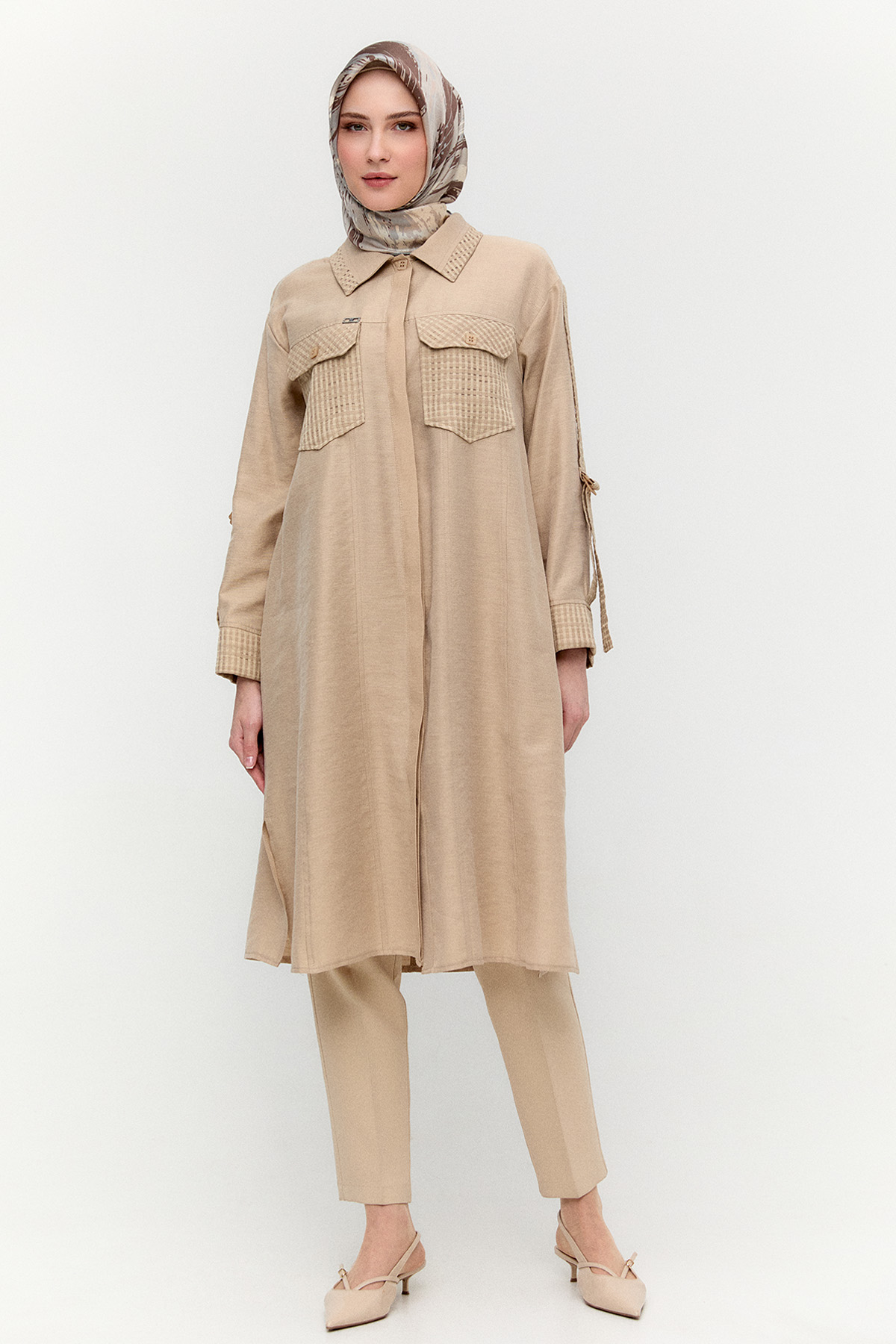 Kargo Cepli File Detaylı Tunik, Tesettür Giyim