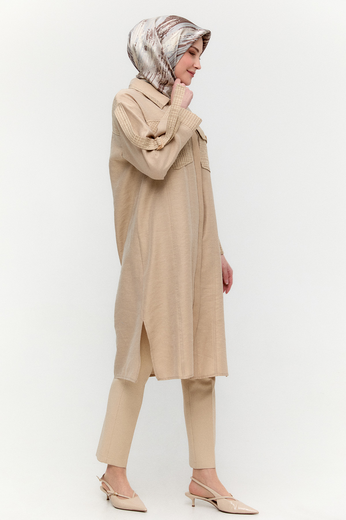 Kargo Cepli File Detaylı Tunik, Tesettür Giyim