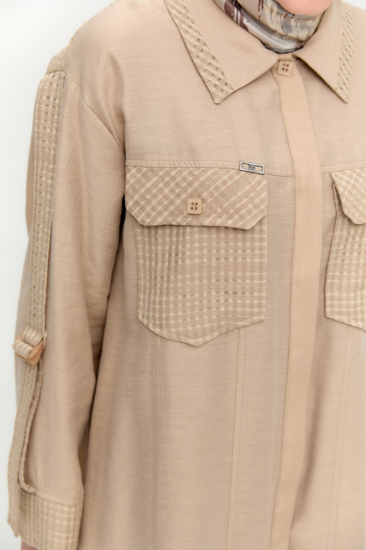 Kargo Cepli File Detaylı Tunik, Tesettür Giyim